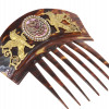 A RUSSIAN SHELL GEMSTONES ENAMEL HAIR COMB PIC-2