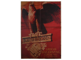 VINTAGE 1937 GERMAN NAZI BLOOD AND SOIL POSTER