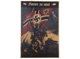 VINTAGE GERMAN WWII SS TROOPS COME WITH US POSTER