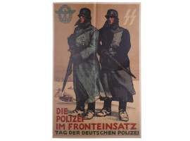 VINTAGE 1942 GERMAN WWII SS POLICE POSTER