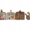 COLLECTION OF FOUR POTTERY NOVELTY WHISKEY FLASK PIC-1