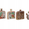 COLLECTION OF FOUR POTTERY NOVELTY WHISKEY FLASK PIC-0