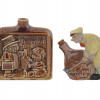 COLLECTION OF FOUR POTTERY NOVELTY WHISKEY FLASK PIC-5