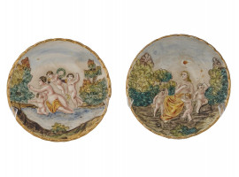 CAPODIMONTE PORCELAIN HANDPAINTED FIGURINE PLATES