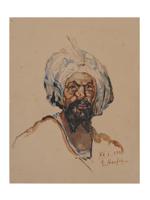 ANTIQUE 1911 WATERCOLOR PAINTING HINDU MAN SIGNED