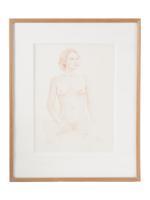 PENCIL PAINTING NUDE WOMAN SIGNED ANITA B SAKIM