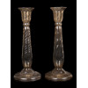 GROUP OF EIGHT CRYSTAL GLASS CANDLE STICKS VASES PIC-3