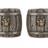 PAIR OF RUSSIAN SILVER WOODEN BARREL VODKA CUPS PIC-0