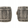 PAIR OF RUSSIAN SILVER WOODEN BARREL VODKA CUPS PIC-4