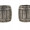 PAIR OF RUSSIAN SILVER WOODEN BARREL VODKA CUPS PIC-3