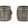 PAIR OF RUSSIAN SILVER WOODEN BARREL VODKA CUPS PIC-2