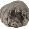 RUSSIAN CARVED SILVER GEMSTONE EYES PIG FIGURINE PIC-1