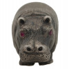 RUSSIAN SILVER HIPPO FIGURINE WITH RUBY EYES PIC-1