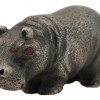 RUSSIAN SILVER HIPPO FIGURINE WITH RUBY EYES PIC-0