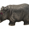 RUSSIAN SILVER HIPPO FIGURINE WITH RUBY EYES PIC-2