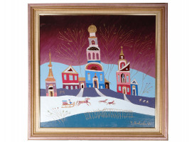 RUSSIAN OIL PAINTING RED SQUARE BY YURI GORBACHEV