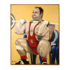 AMERICAN OIL PAINTING SPORTS MAN BY JOE WILDER PIC-0