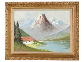 OIL PAINTING MOUNTAIN LANDSCAPE SIGNED BY ARTIST