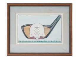 SURREALIST LITHOGRAPH GOLF BALL AND CLUB SIGNED