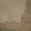 PENCIL ON PAPER PAINTING CITY RIVERSIDE PANORAMA PIC-2