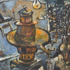 RUSSIAN OIL PAINTING SAMOVAR SIGNED OSCAR RABIN PIC-1