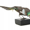 RUSSIAN SILVER AND ENAMEL BIRD ON A MARBLE STAND PIC-0