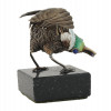RUSSIAN SILVER AND ENAMEL BIRD ON A MARBLE STAND PIC-3