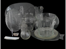 VINTAGE CUT AND CARVED GLASS TABLEWARE VASES