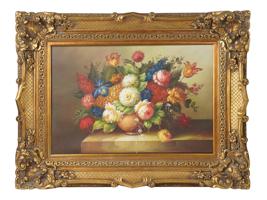 FRAMED PRINT ON CANVAS STILL LIFE VASE OF FLOWERS