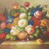 FRAMED PRINT ON CANVAS STILL LIFE VASE OF FLOWERS PIC-1