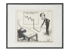 CARTOON LITHOGRAPH MARKET GRAPH SIGNED PAUL SZEP