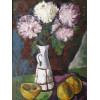 VINTAGE STILL LIFE VASE WITH FLOWERS PAINTING PIC-1