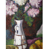 VINTAGE STILL LIFE VASE WITH FLOWERS PAINTING PIC-2