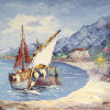 ITALIAN OIL PAINTING SEASCAPE BY GIOVANNI CAMPRIO PIC-1