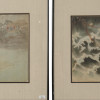 PAIR ANTIQUE JAPANESE WATERCOLOR PAINTING ON SILK PIC-7