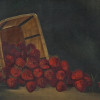 ANTIQUE OIL PAINTING STILL LIFE STRAWBERRY BASKET PIC-1