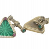 RUSSIAN SILVER ENAMEL CUFFLINKS WITH GEMSTONES PIC-2