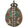 RUSSIAN GILT SILVER CLOISONNE ENAMEL EGG PENDANT PIC-3