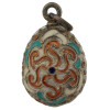 RUSSIAN GILT SILVER CLOISONNE ENAMEL EGG PENDANT PIC-1