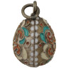 RUSSIAN GILT SILVER CLOISONNE ENAMEL EGG PENDANT PIC-2