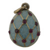 RUSSIAN GILT SILVER CLOISONNE ENAMEL EGG PENDANT PIC-1