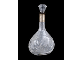 ANTIQUE 800 SILVER CUT GLASS DECANTER WITH STOPPER