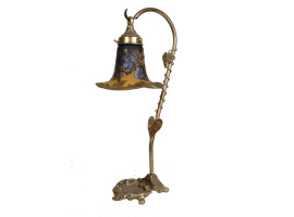 FLOWER BRASS TABLE LAMP WITH GALLE GLASS SHADE