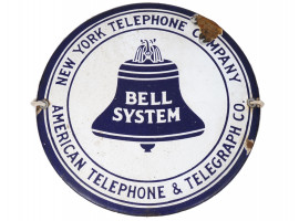 ANTIQUE AMERICAN 1930S BELL SYSTEM TELEPHONE SIGN