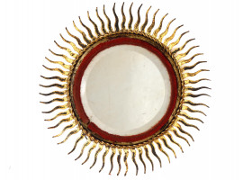 ANTIQUE 19TH C SPANISH BAROQUE SUNBURST MIRROR