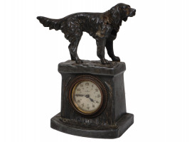 ANTIQUE GERMAN KIENZLE DESK CLOCK WITH DOG FIGURE