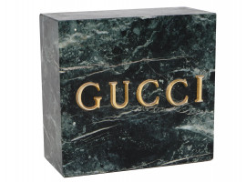 RARE VINTAGE 1980S GUCCI GREEN MARBLE BOOKEND