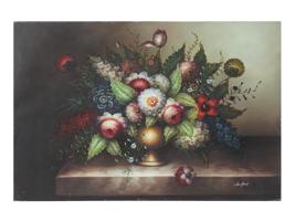 AMERICAN FLORAL STILL LIFE PAINTING BY VAN HUNT