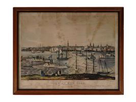 HAND COLOR LITHOGRAPH NEW YORK AFTER FANNY PALMER