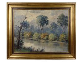 EUROPEAN SCHOOL OIL PAINTING OF LANDSCAPE SIGNED